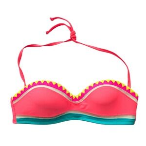 Y2K Vintage Pink Halter Swimwear Active Beach Vacation OP Bikini Top‎ Medium